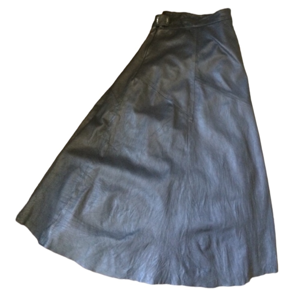 WYETH by TODD MAGILL fits size 10 black ultra soft leather circle skirt - Picture 2 of 14